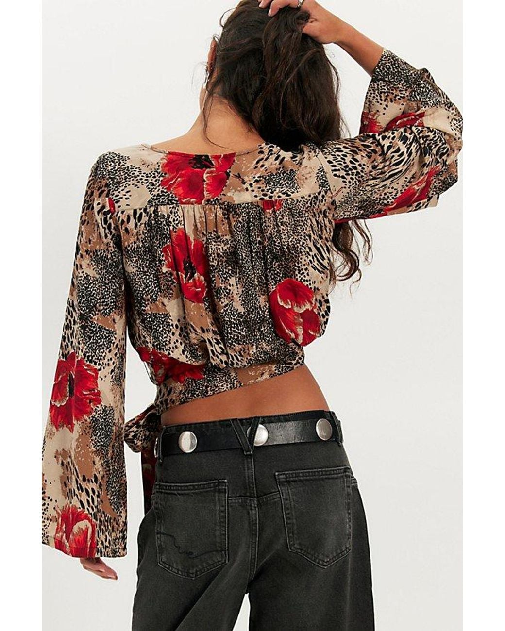 Free People Red Roxie Wrap Top