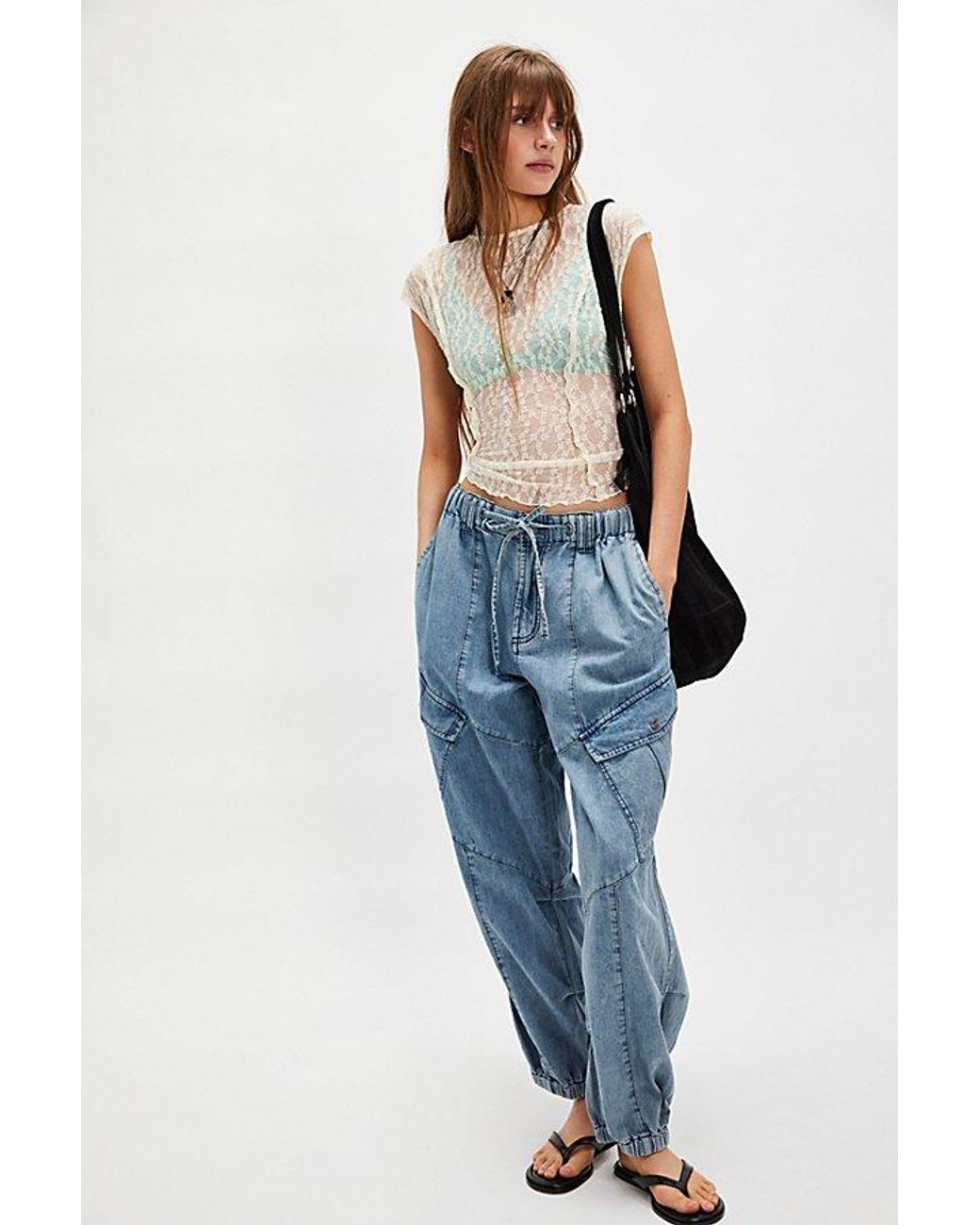 One Teaspoon Blue Drawstring Flight Jeans