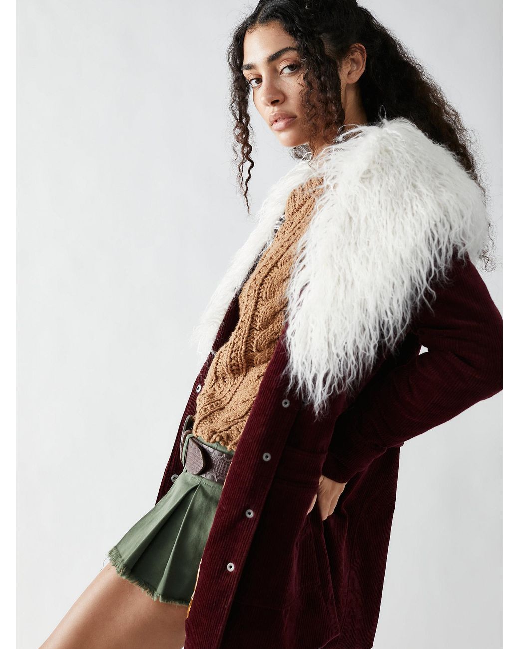 Free People Lady Lane Fur Collar Jacket Lyst