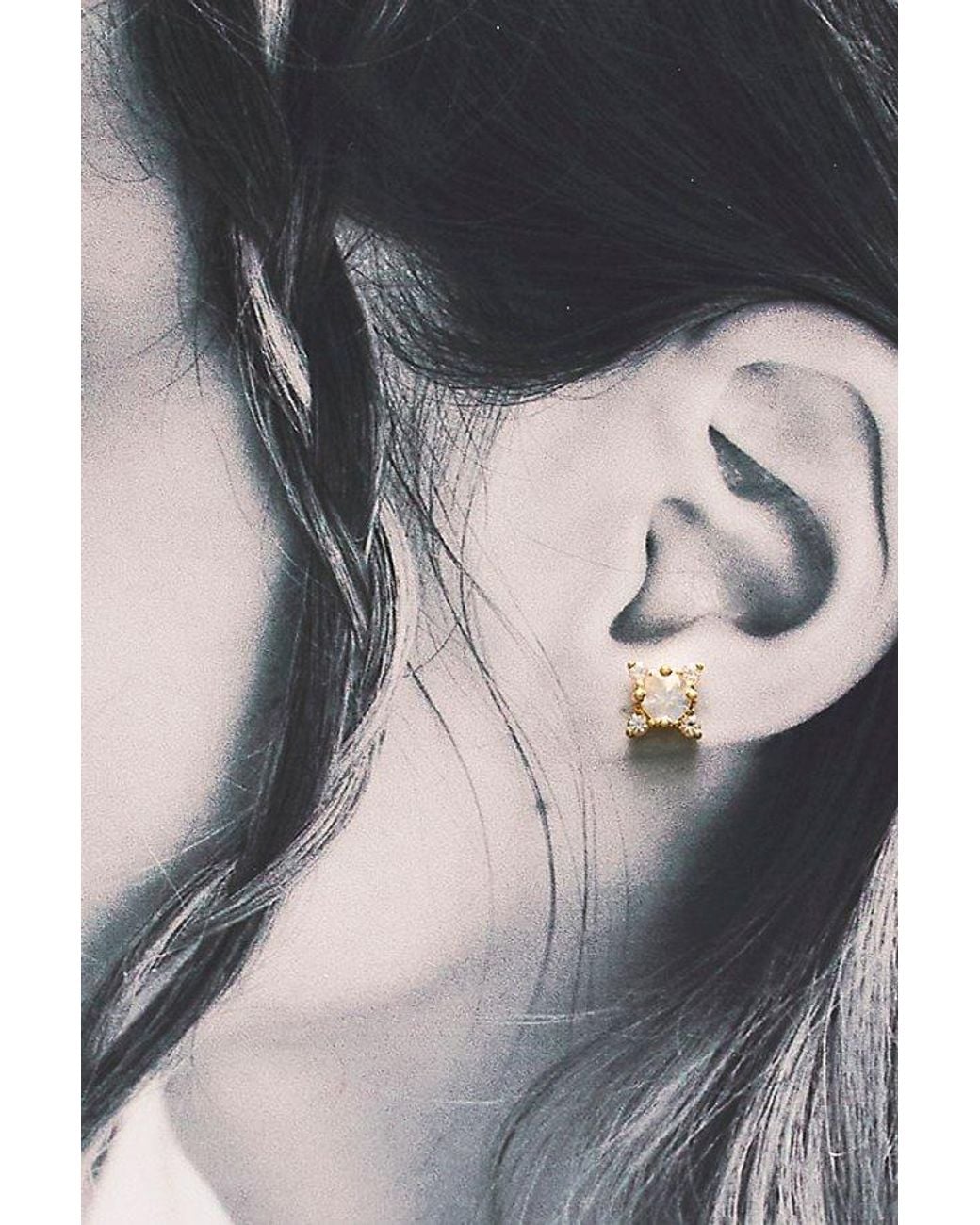 Local Eclectic Gray Moonstone Flatback Earrings