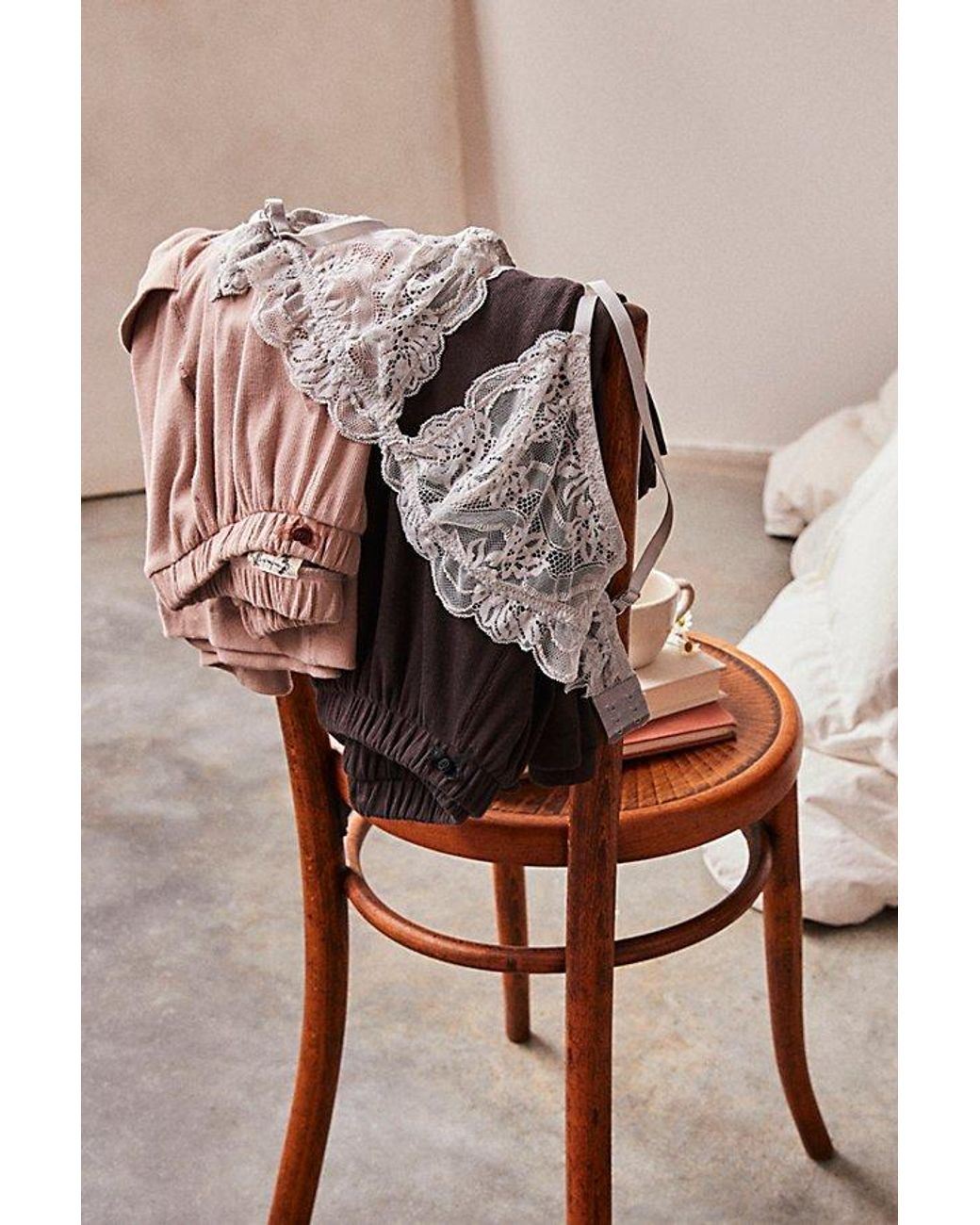 Intimately By Free People Brown Last Dance Sheer Lace Plunge Triangle Bralette By