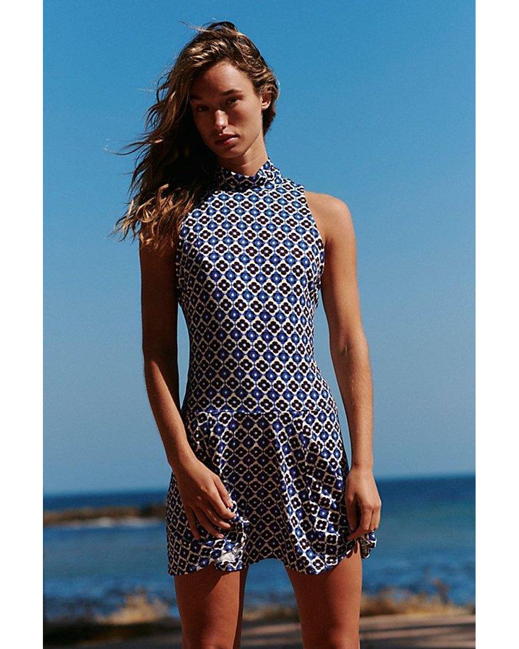 Free People Check It Mini Dress in Blue Lyst UK
