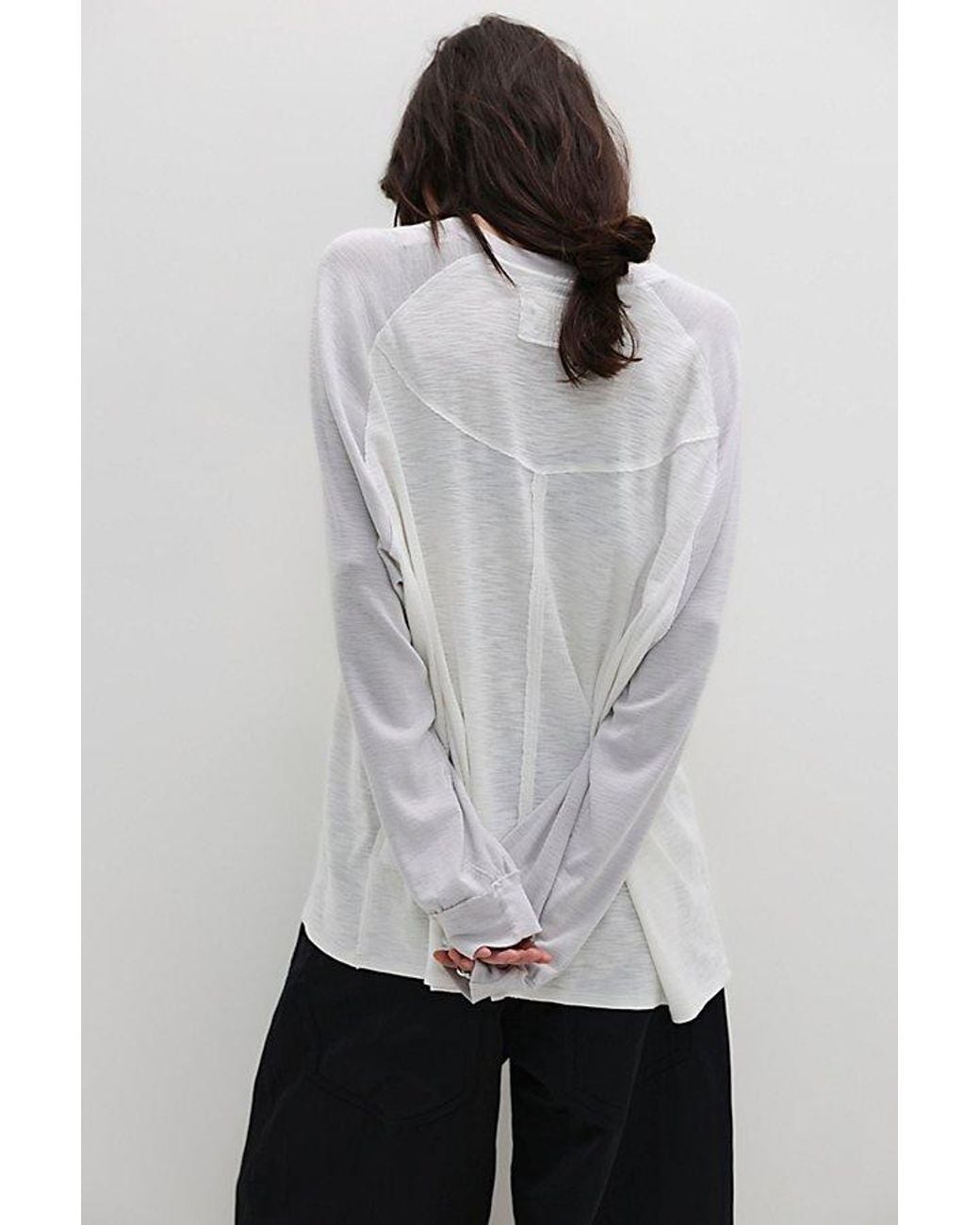 Free People White Tinsley First Base Long-Sleeve Tee