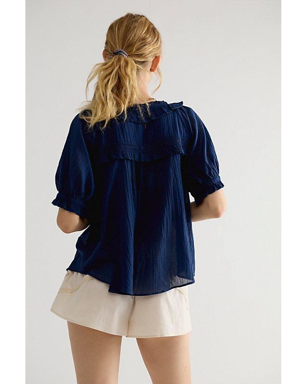 Free People Blue Sweet Nothings Blouse
