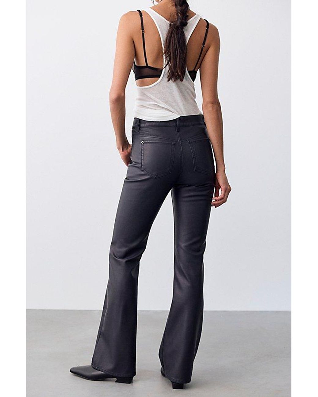 Free People Blue Double Knot High-Rise Vegan Straight Bootcut Jeans