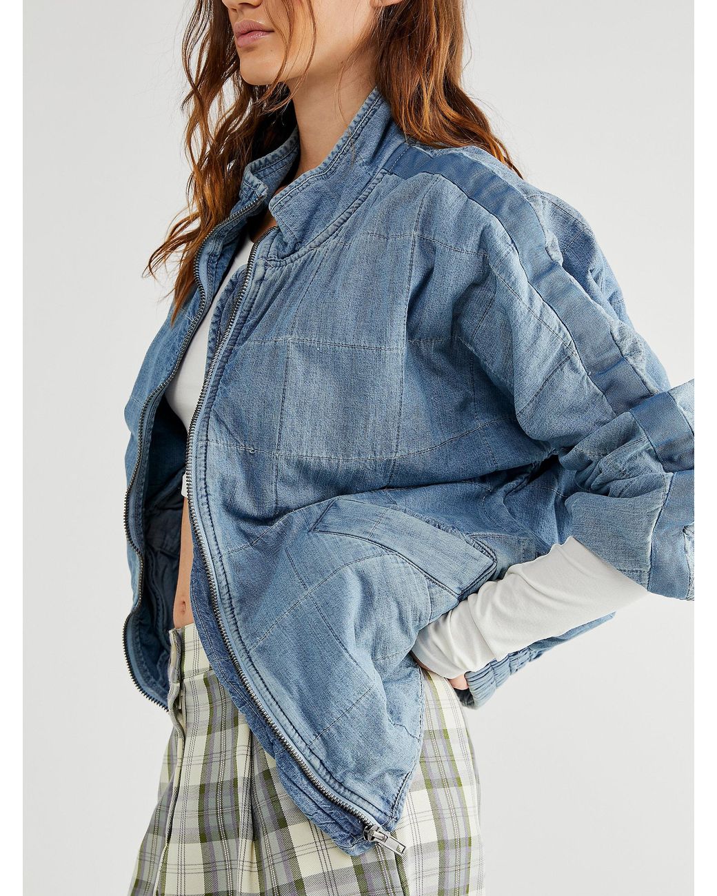 Free People Dolman Quilted Denim Jacket in Blue | Lyst Canada