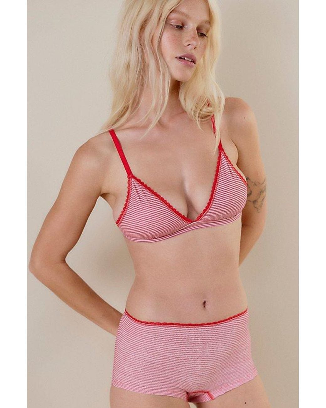 Intimately By Free People Pink Sweet Point Seamless Triangle Bralette By