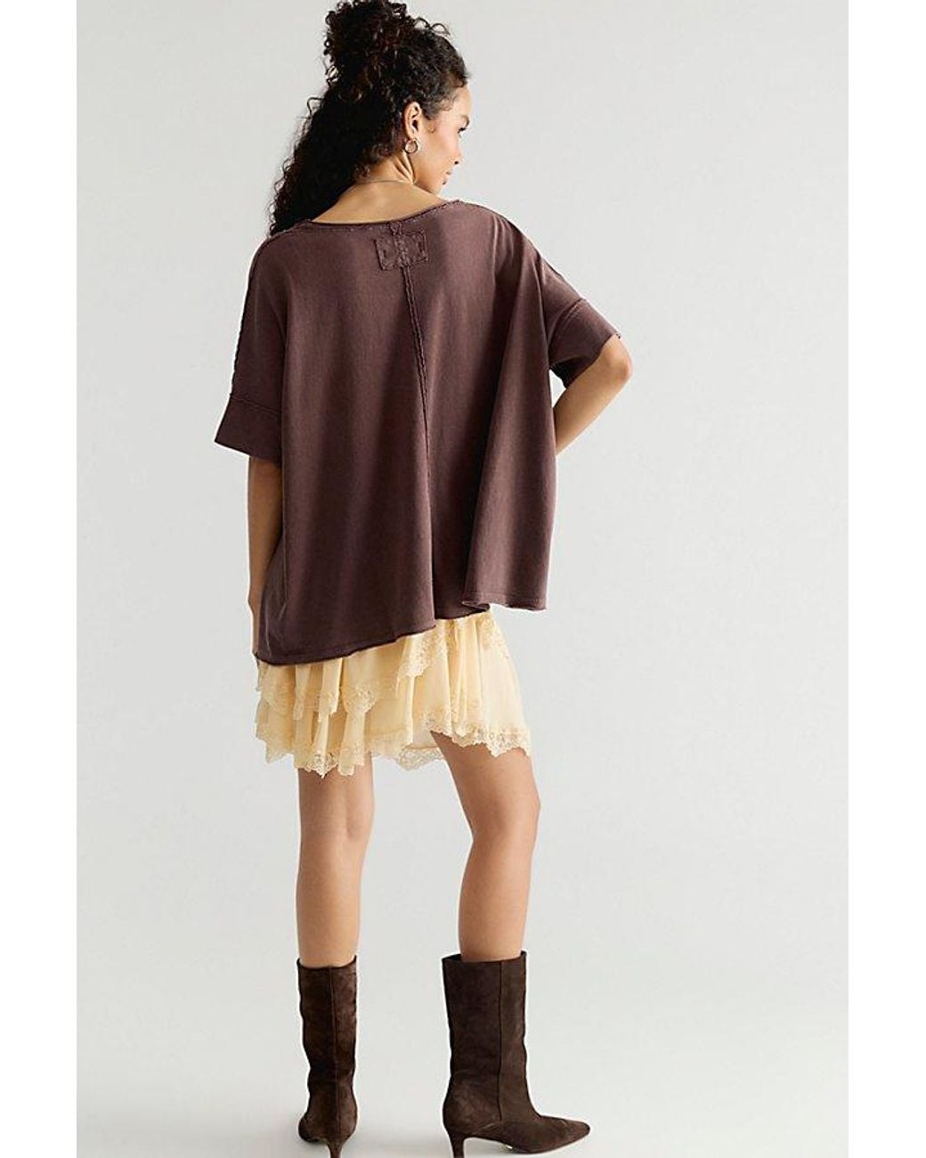 Free People Brown Rex Oversized Cotton Tee