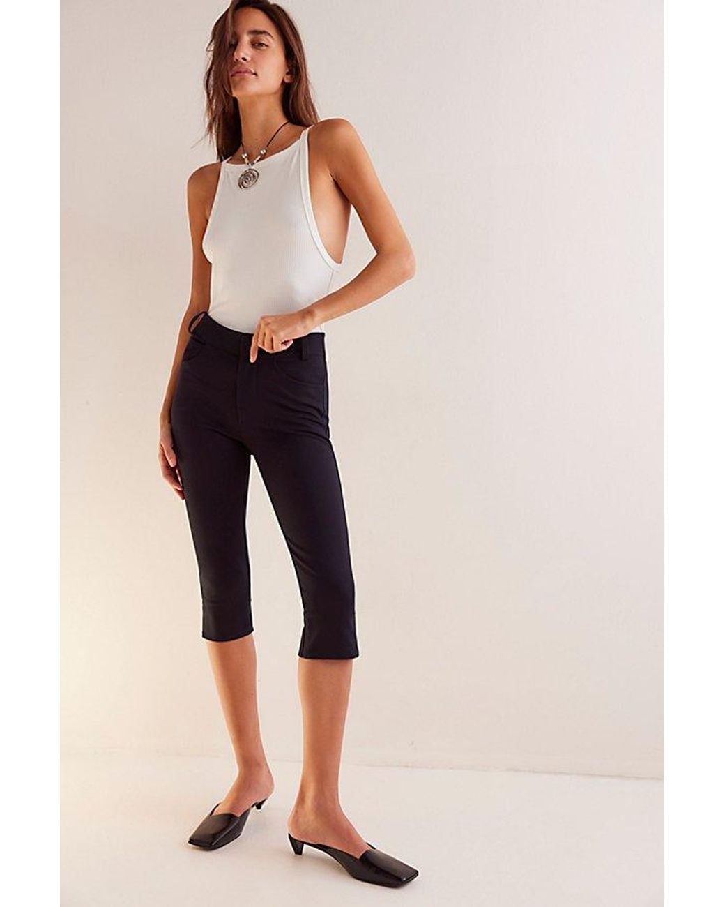 Free People Black Bette Super Slim Capris