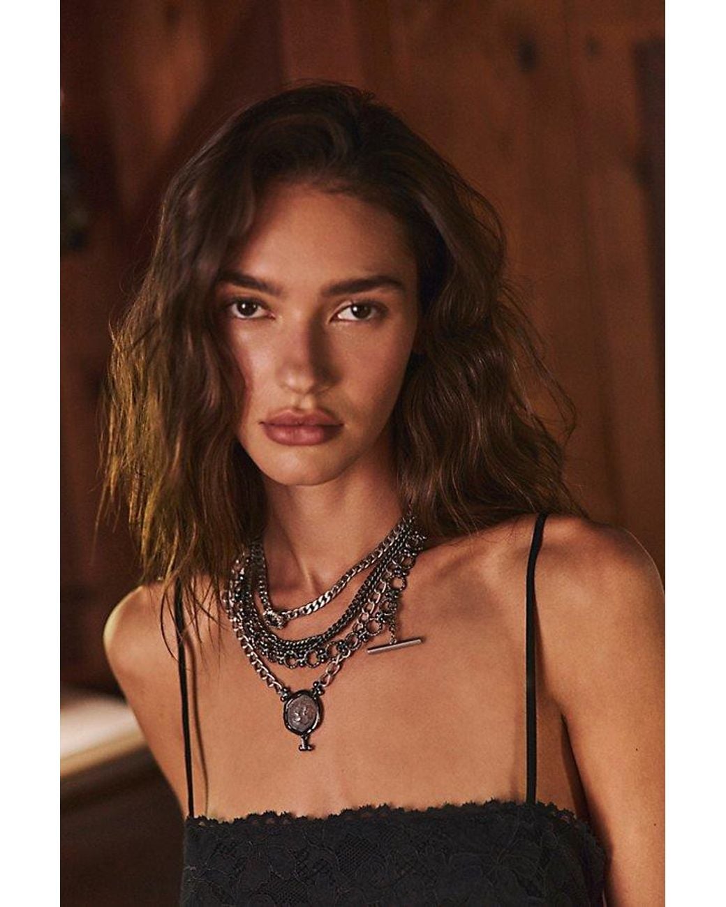 Free People Black Isolde Layer Necklace