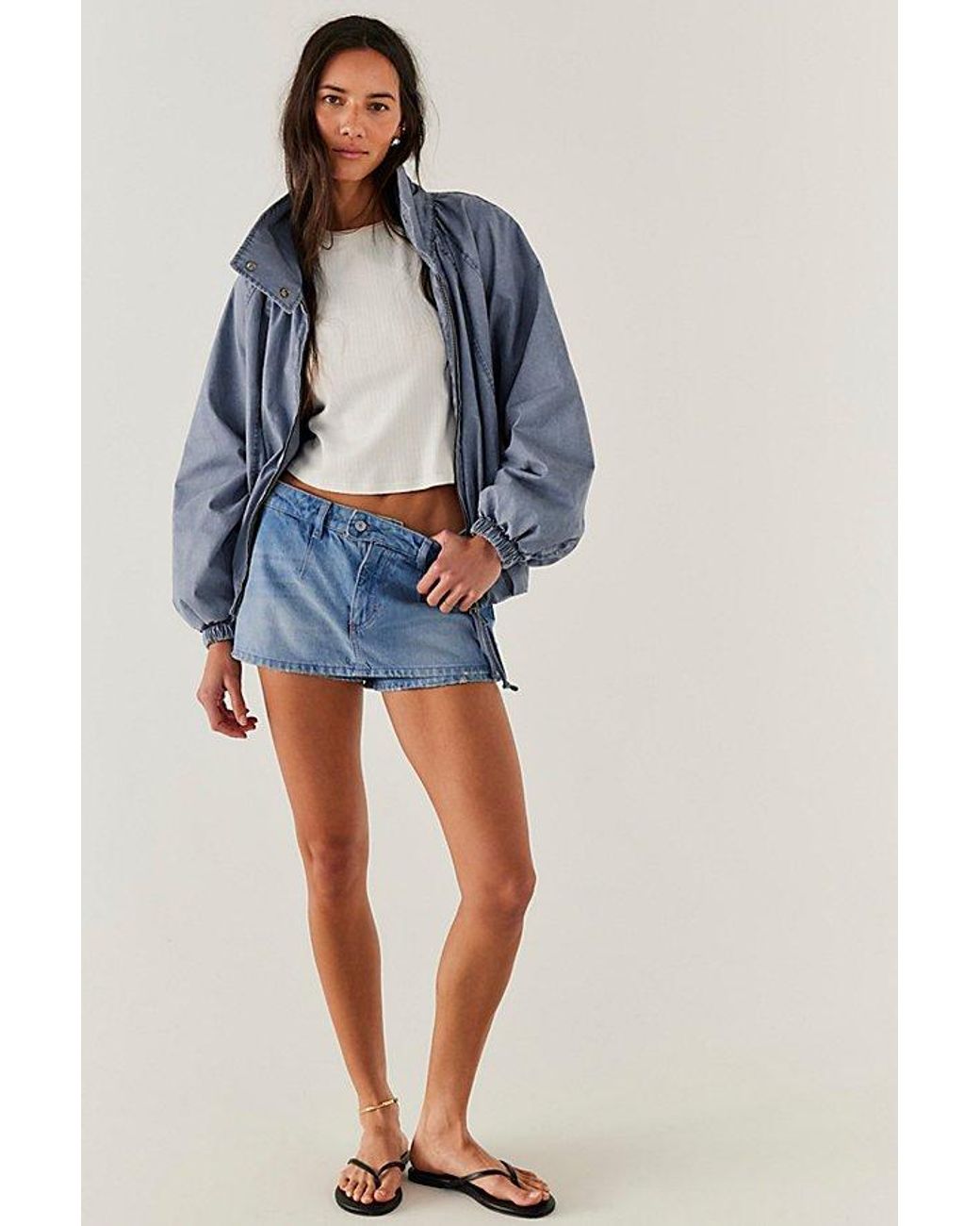 Free People Blue We The Free Gallivanting Peekaboo Skort
