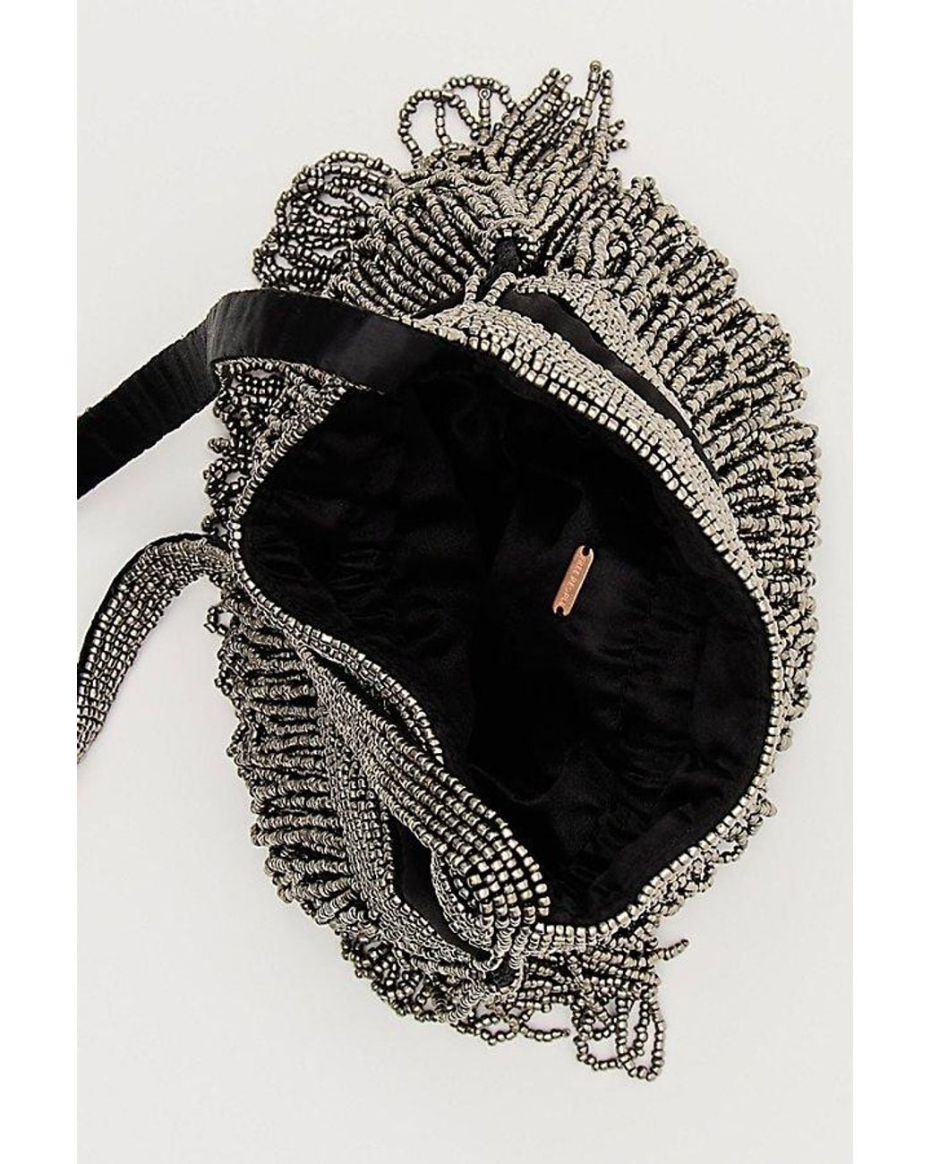 Free People Black Luna Luna Beaded Crossbody Bag