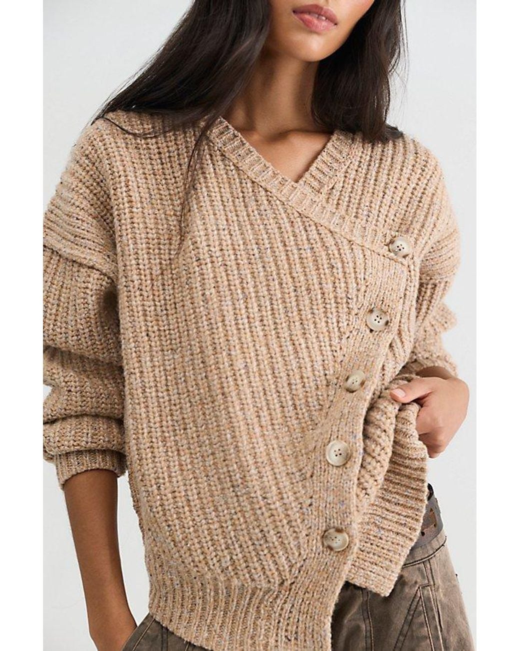 Free People Brown Snowstorm Asymmetric Cardi