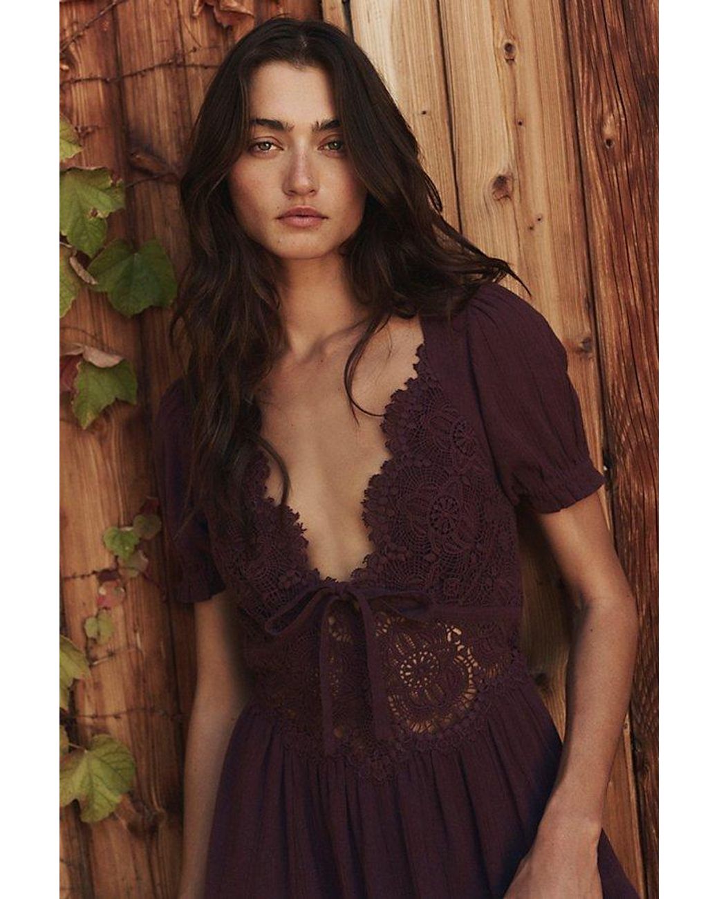 free-est Brown All You Need Is Lace Midi Dress By