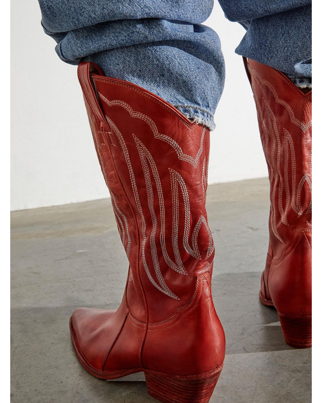 Free People Ainsley Mid Boots in Red | Lyst