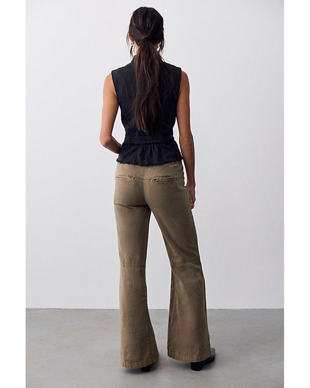 Free People Multicolor Break The Ice Linen Slouch Flare Pants