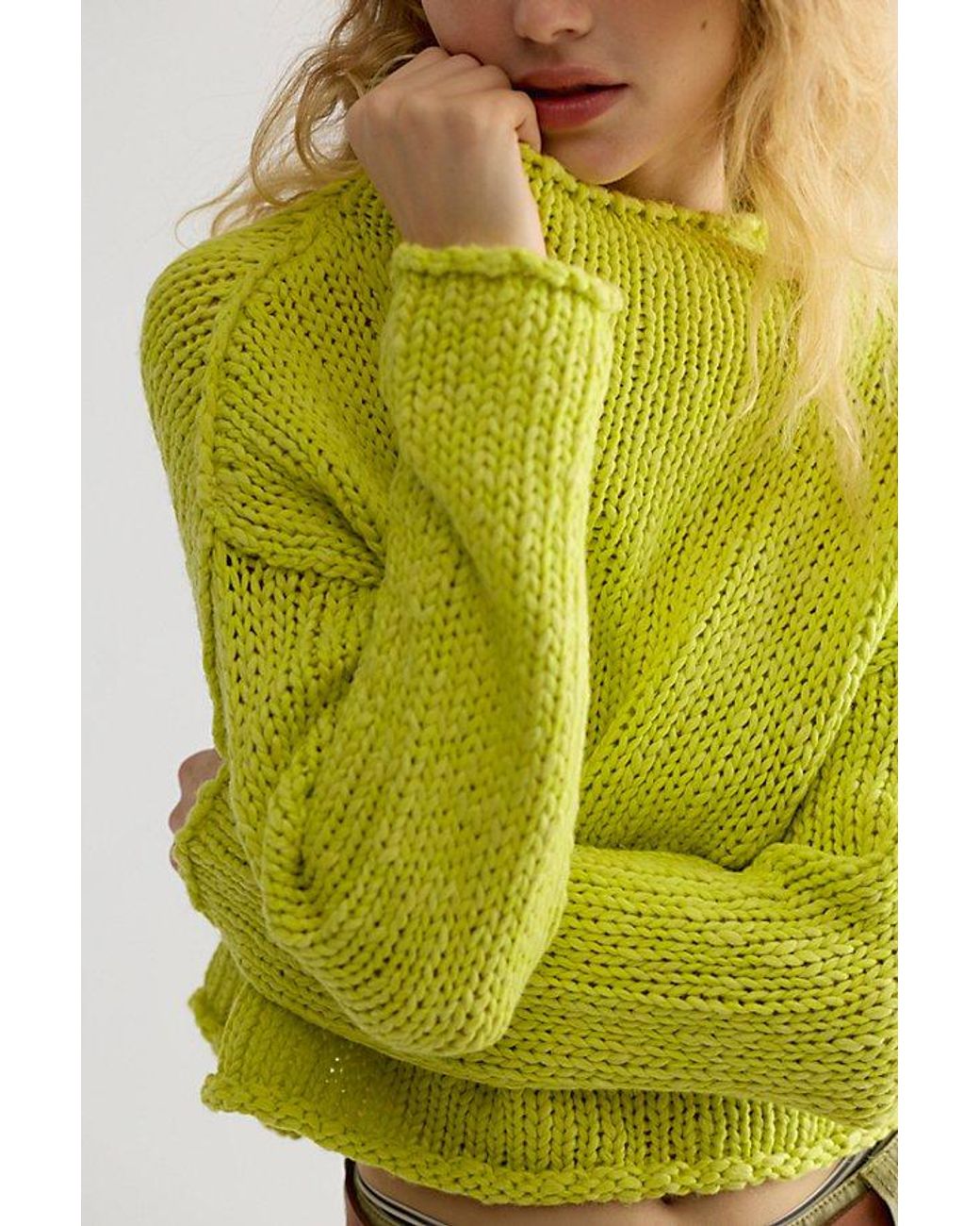 Free People Yellow Opal Rollneck Knit Sweater