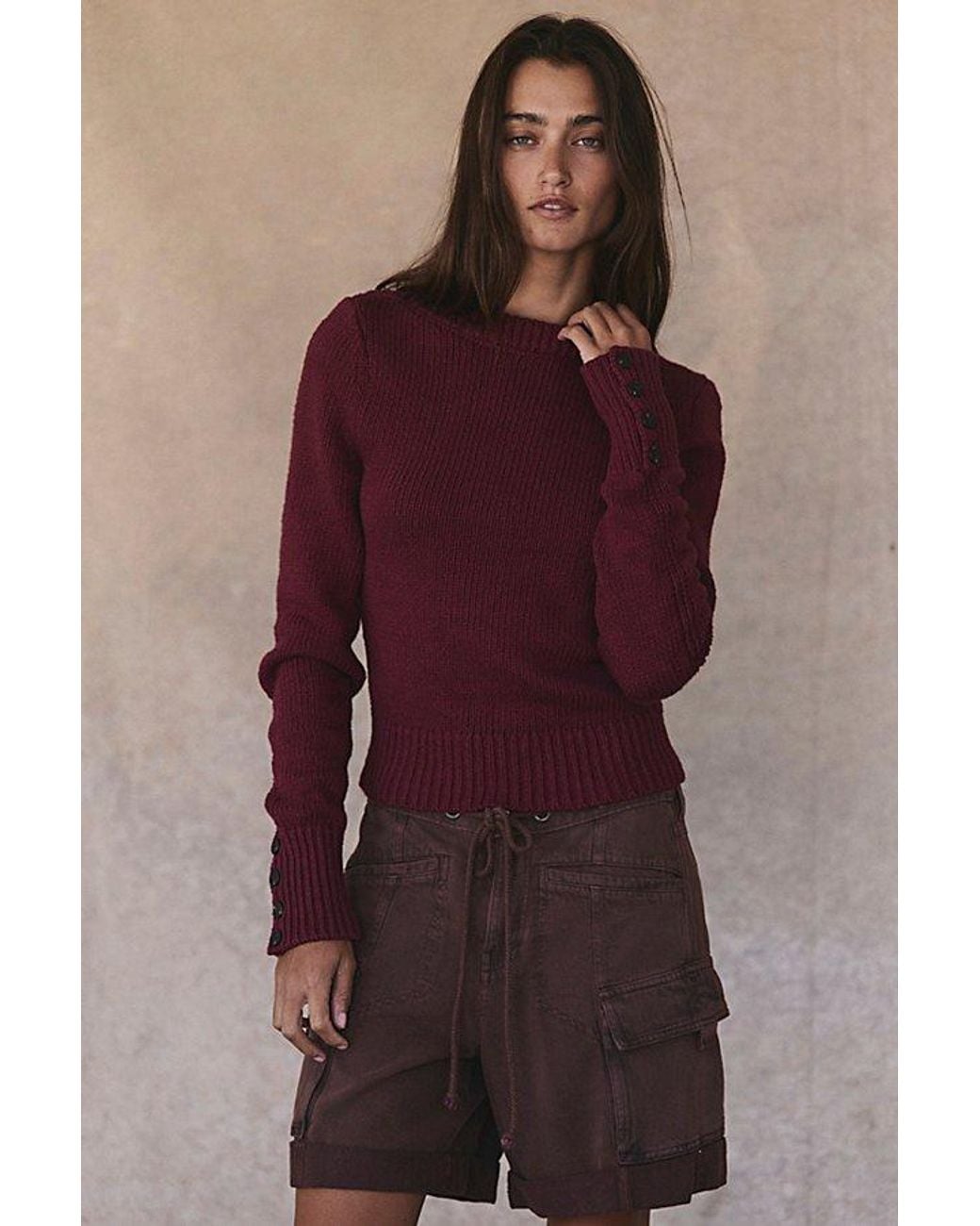 Free People Red Mila Pullover