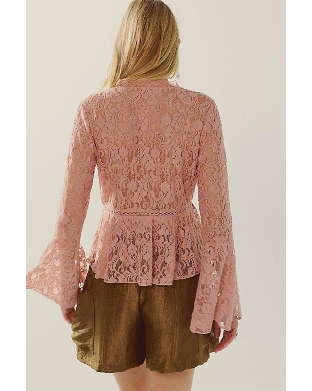 Free People Brown Whispering Love Lace Top