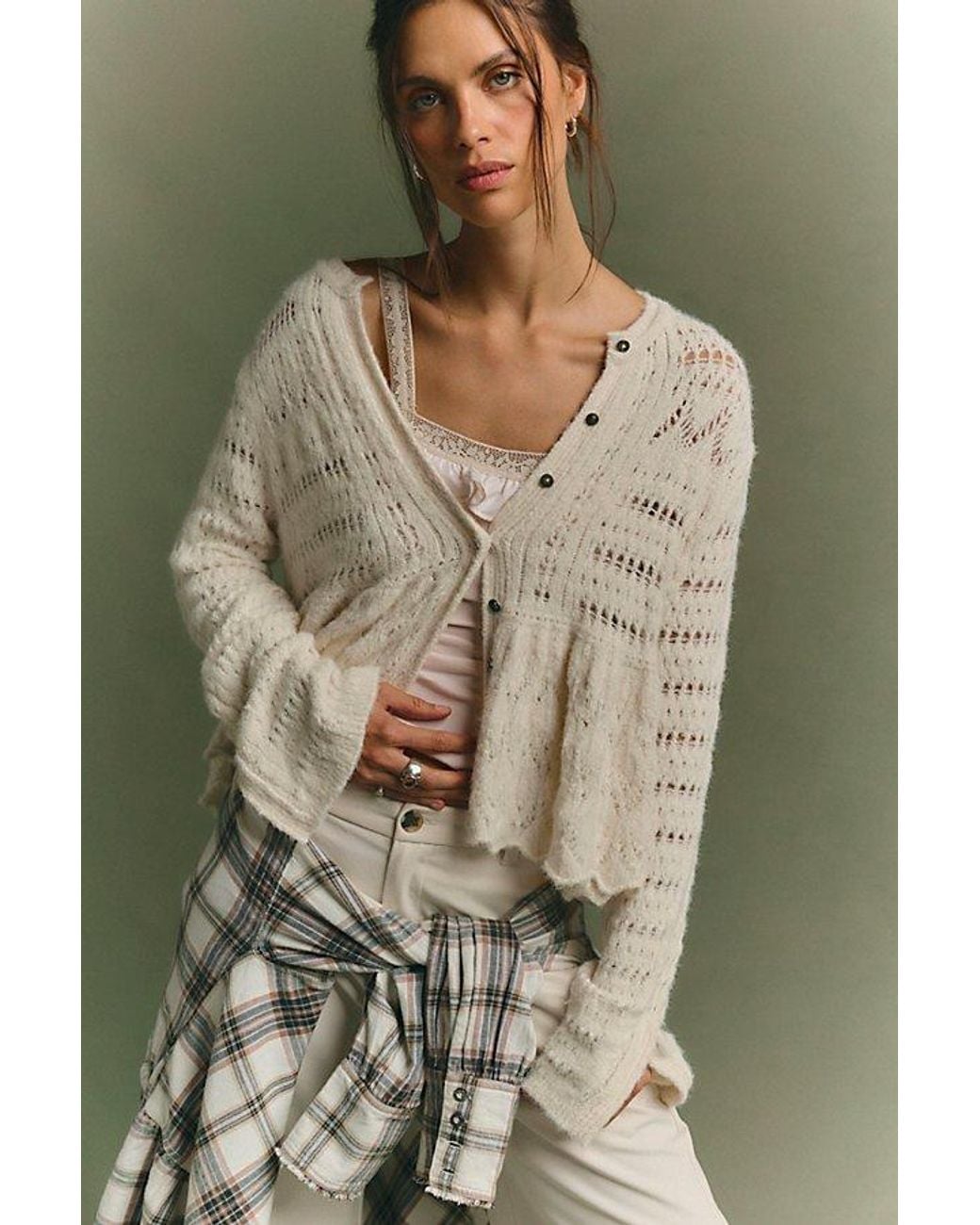 Free People Green Esmee Knit Cardi