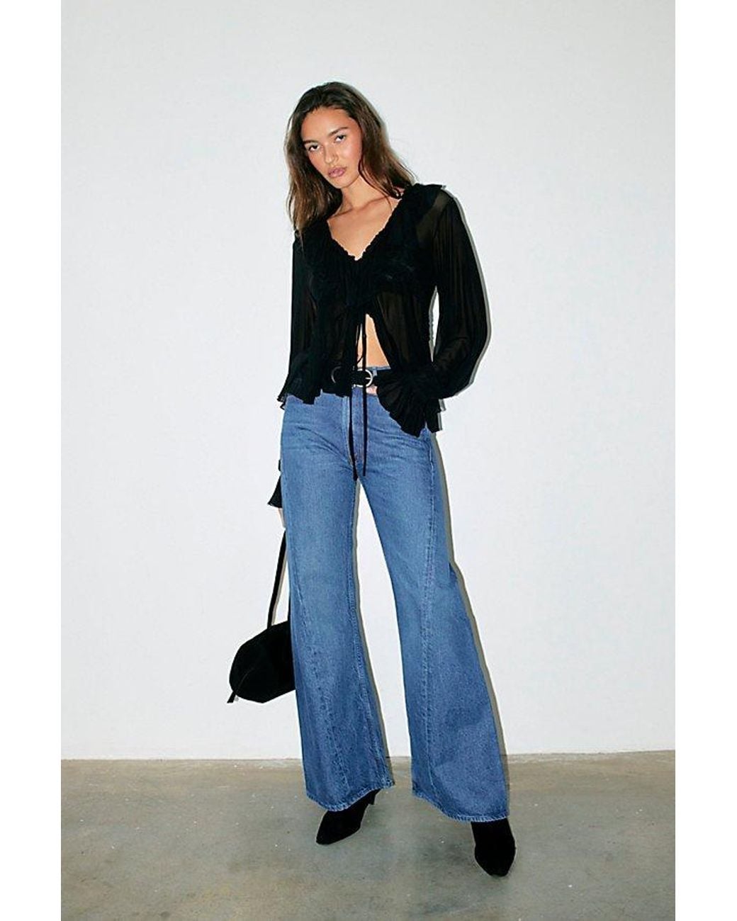 Mother Blue The Lemon Twist Sneak Jeans