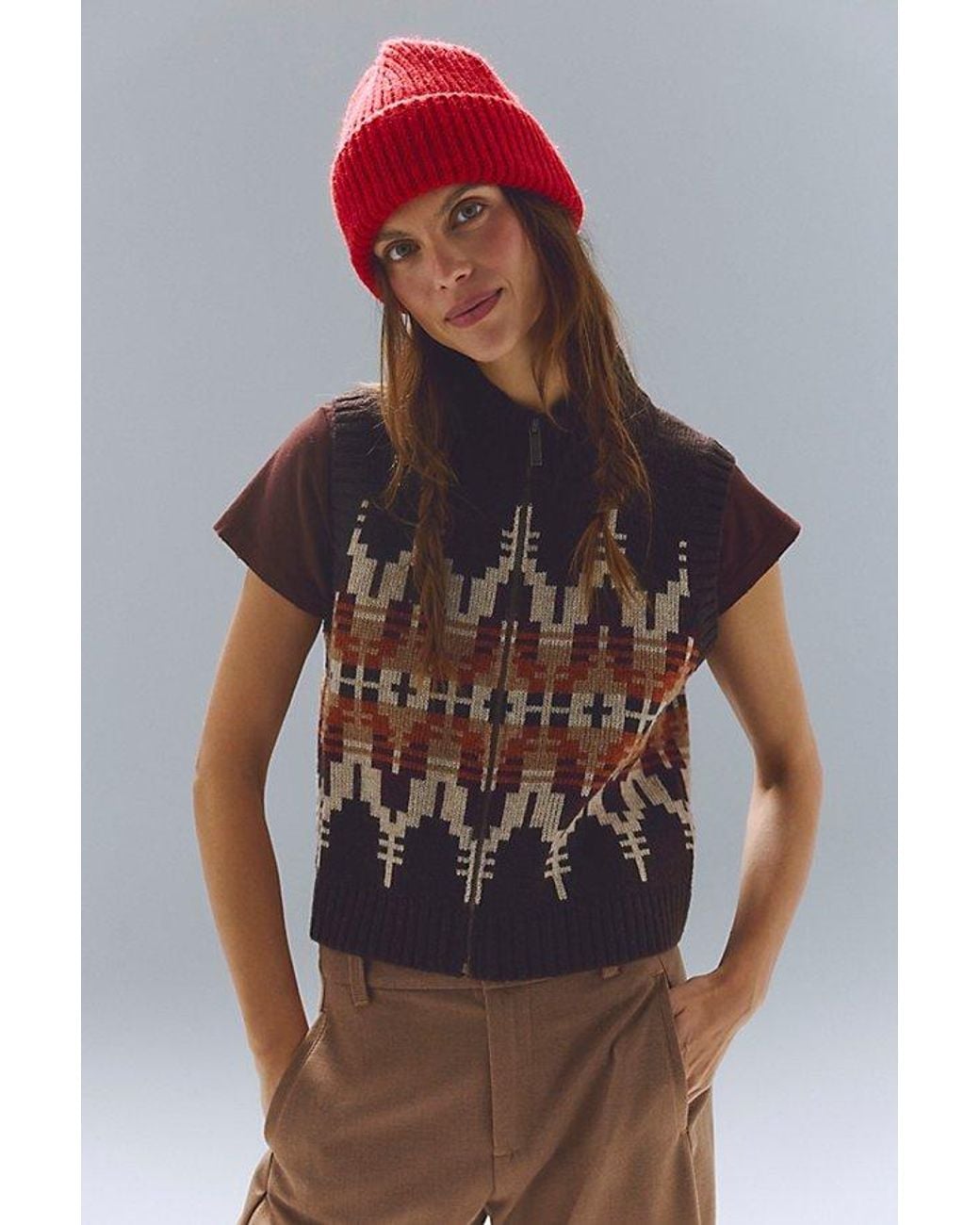 Pendleton Brown Graphic Zip Vest
