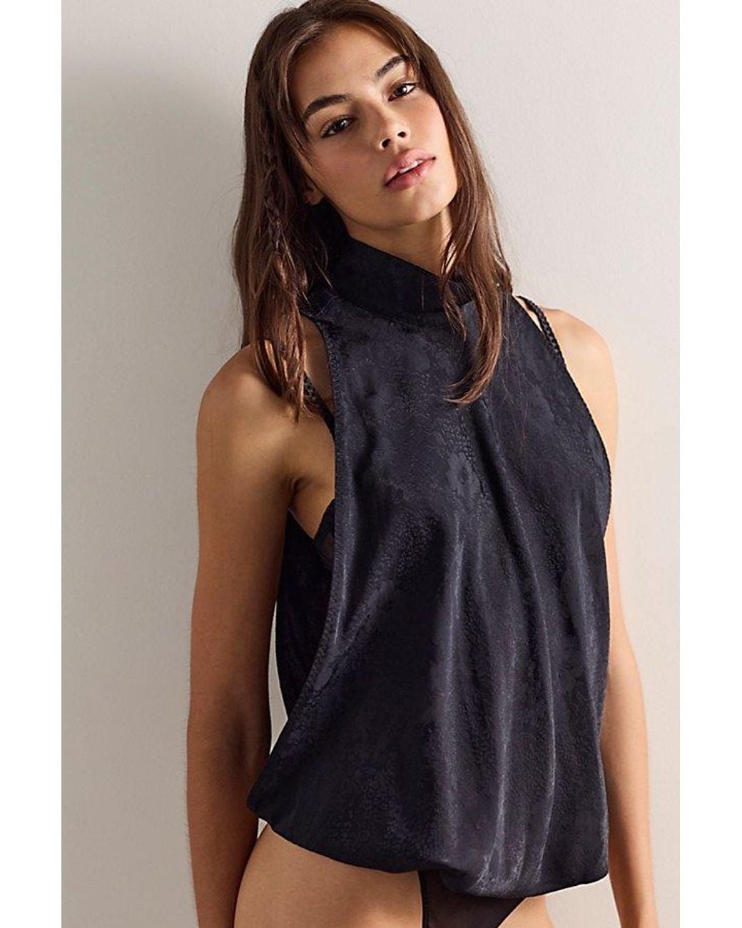 Intimately By Free People Black Drop It Low Bodysuit By