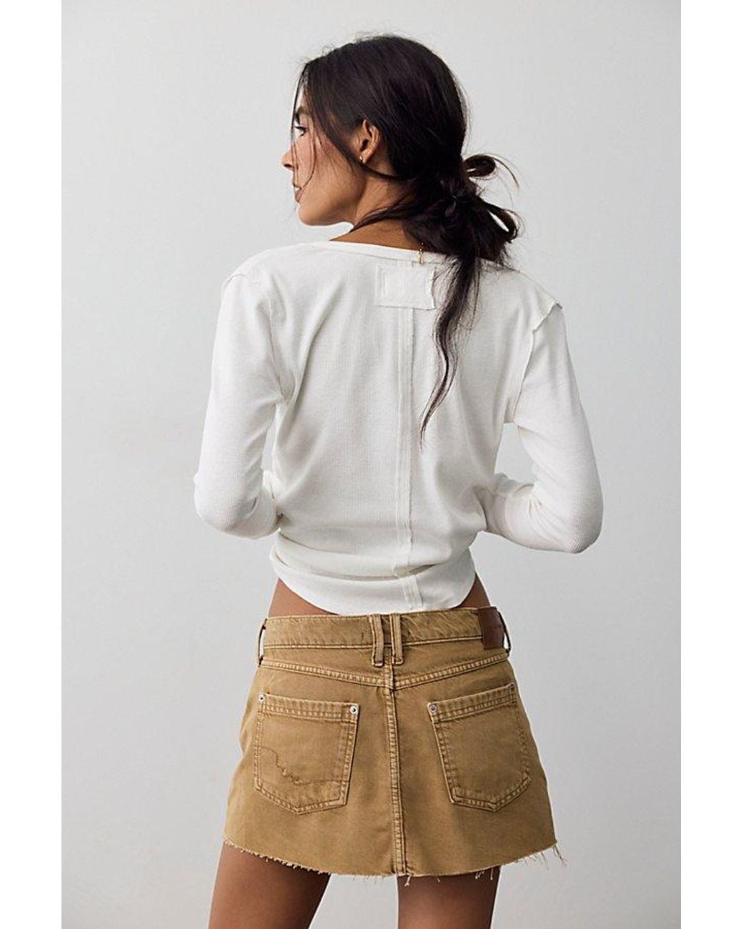 Free People White Lainey Low-Rise Mini Skirt