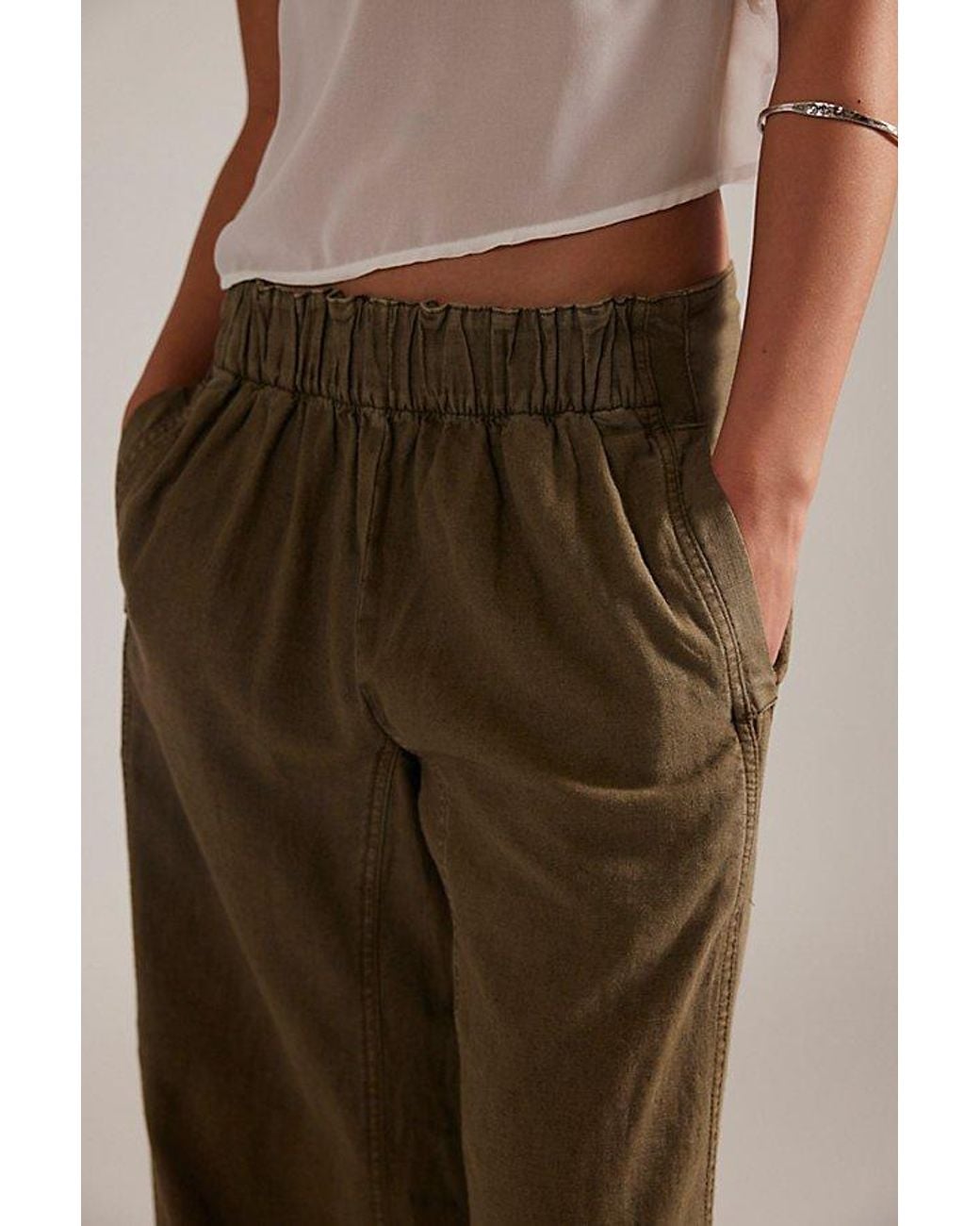 Free People Multicolor Day's End Linen Pull-On Pants