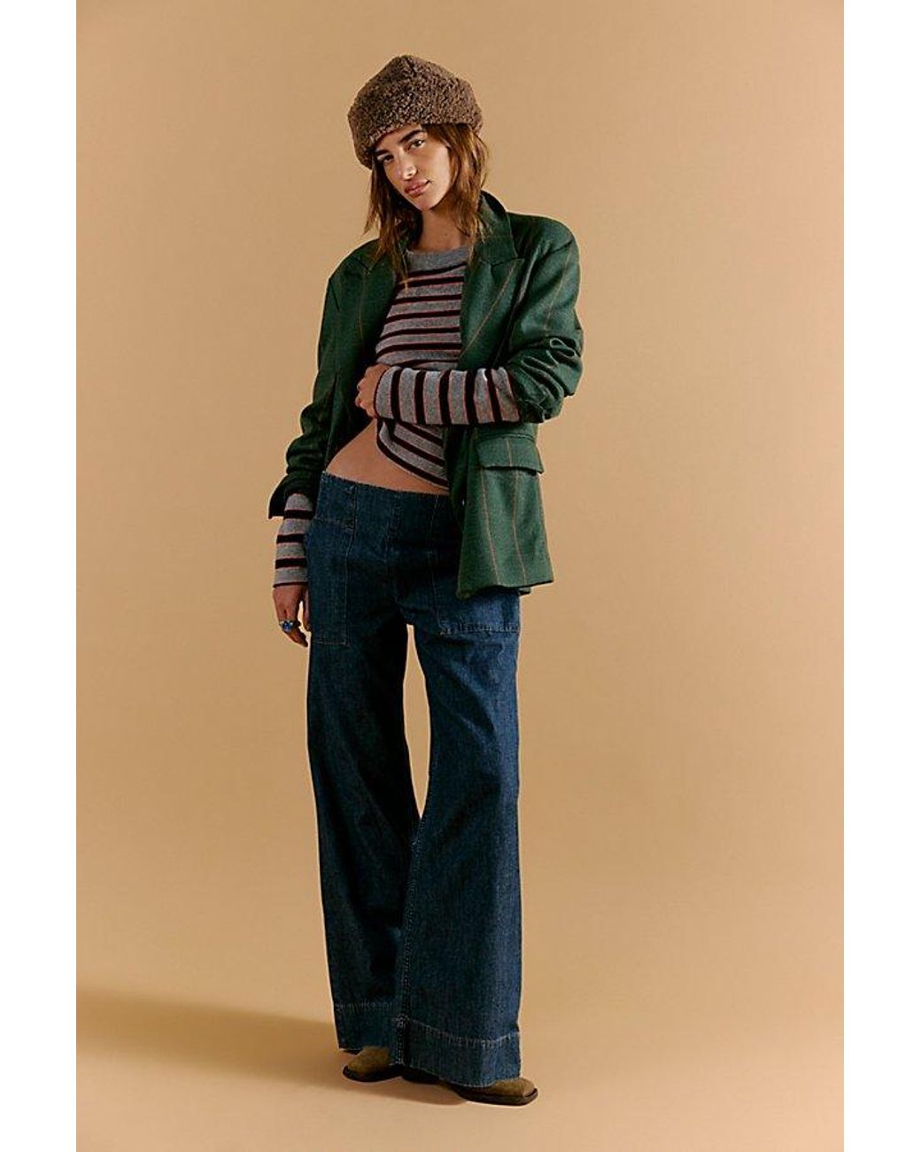 Free People Blue Breezy Denim Pull-on Jeans