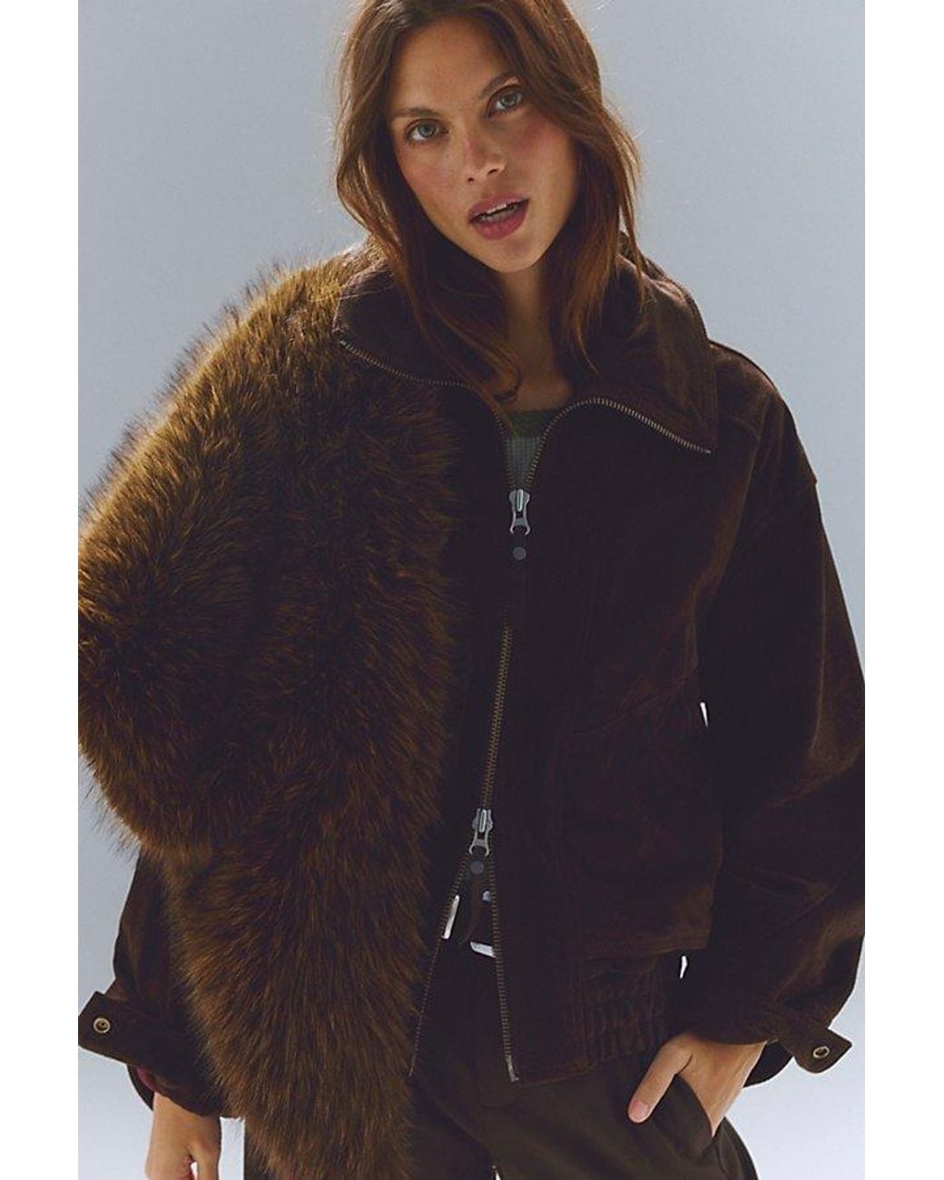 Free People Ice Breaker Faux Fur Shawl in Blue | Lyst