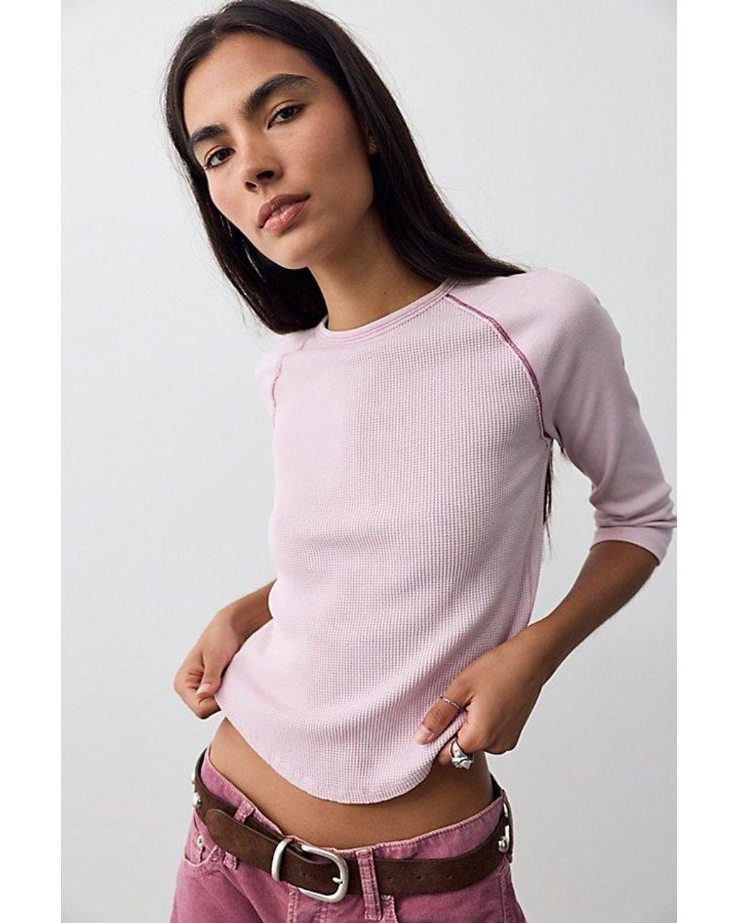 Free People Pink We The Free Easy Does It Three-Quarter Sleeve Top