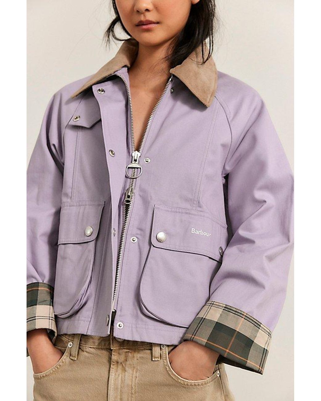 Barbour Purple Cropped Beadnell Casual Jacket