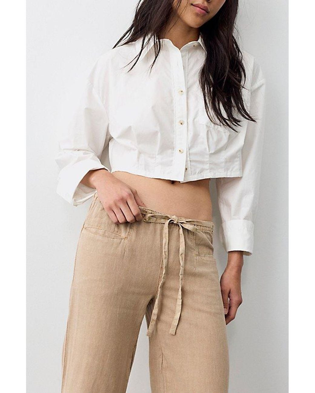 Free People Multicolor Break The Ice Linen Slouch Flare Pants