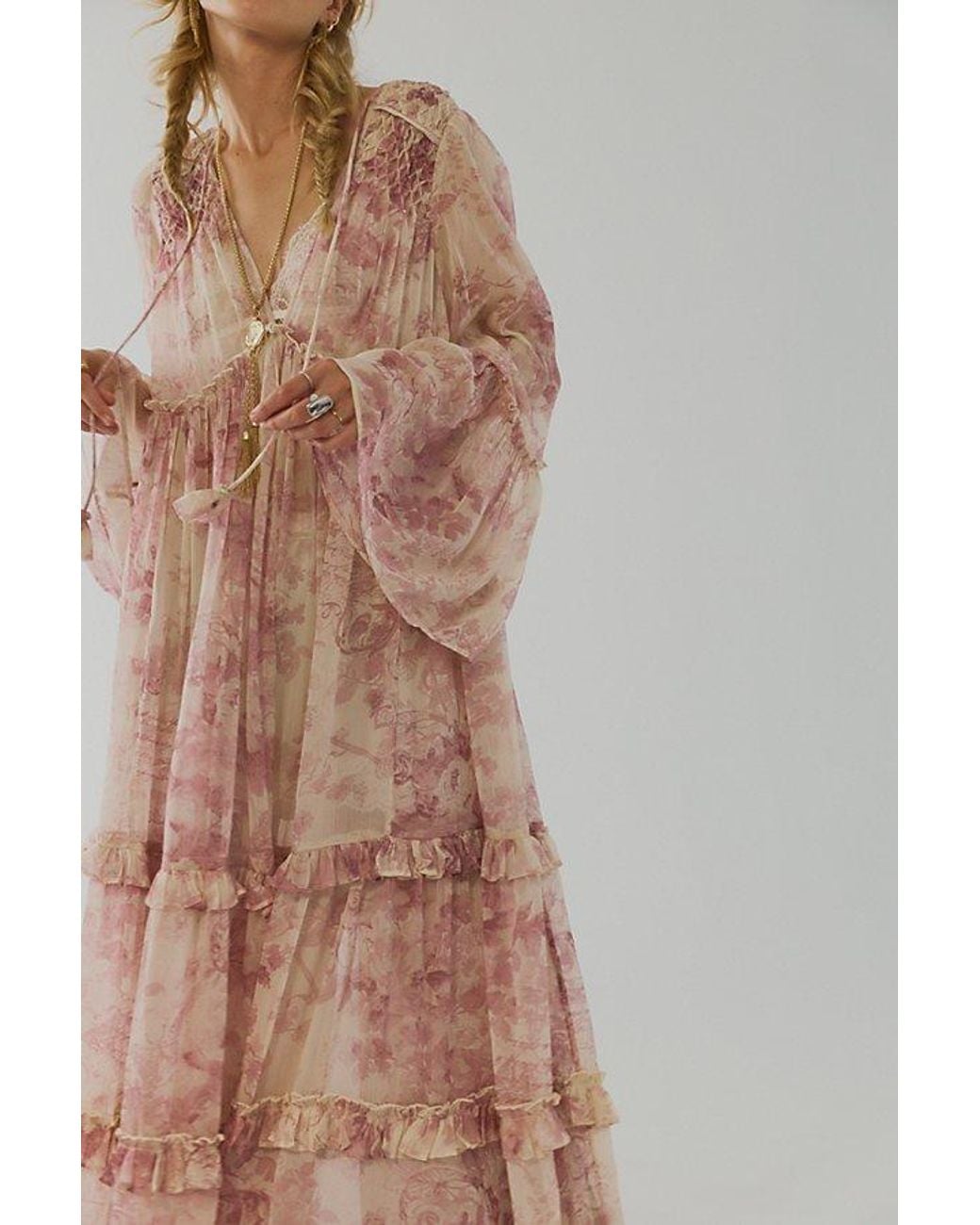 Free People Brown Weeping Willows Maxi Dress