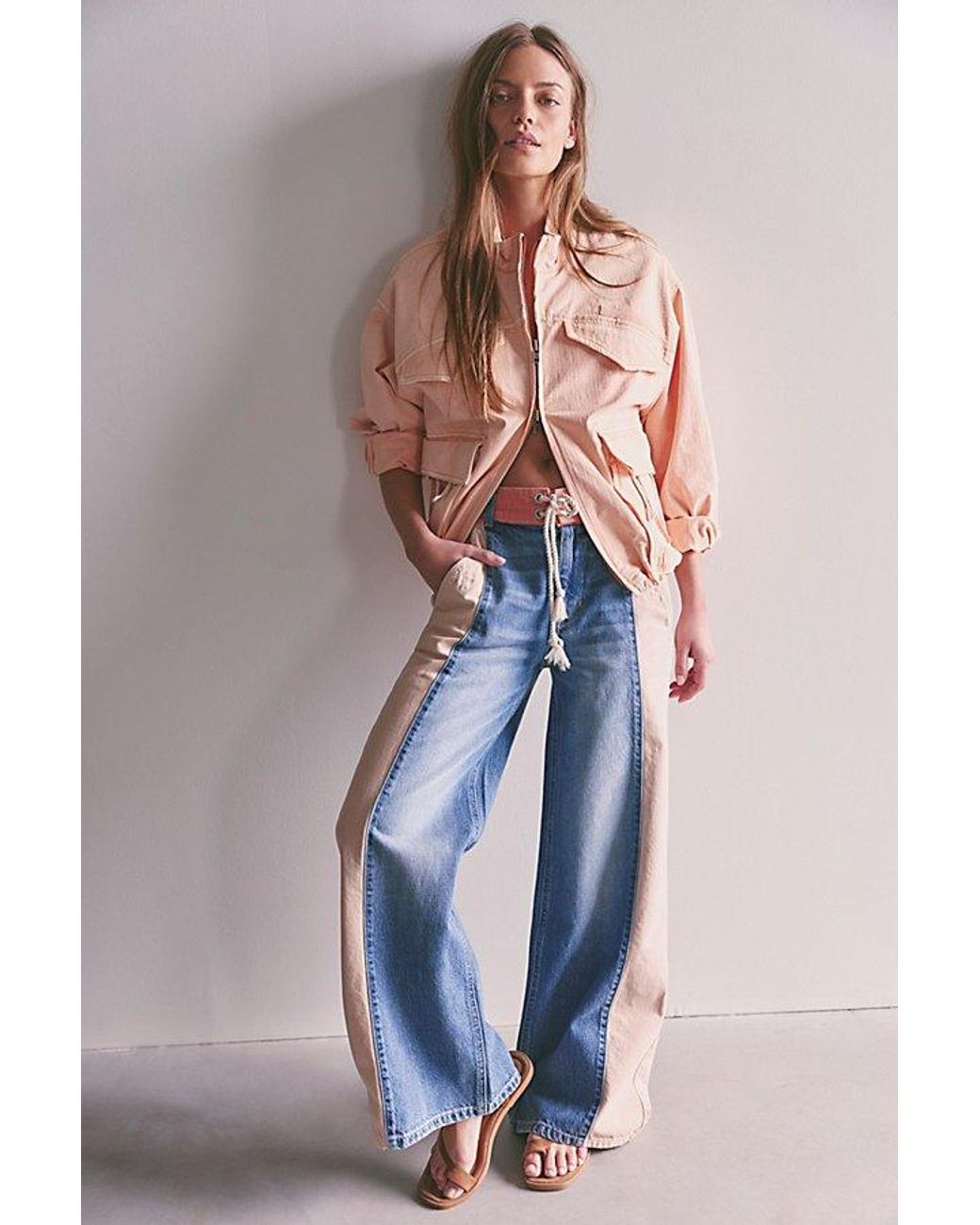 Free People Blue Slow Tides Wide-Leg Jeans