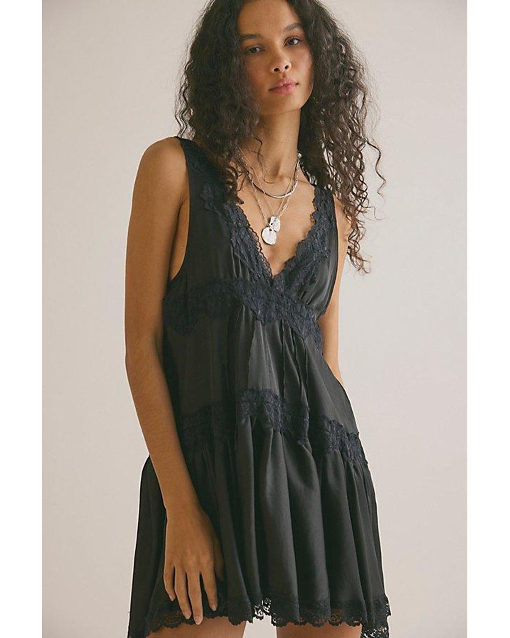 Intimately By Free People Black In This Groove Mini Slip