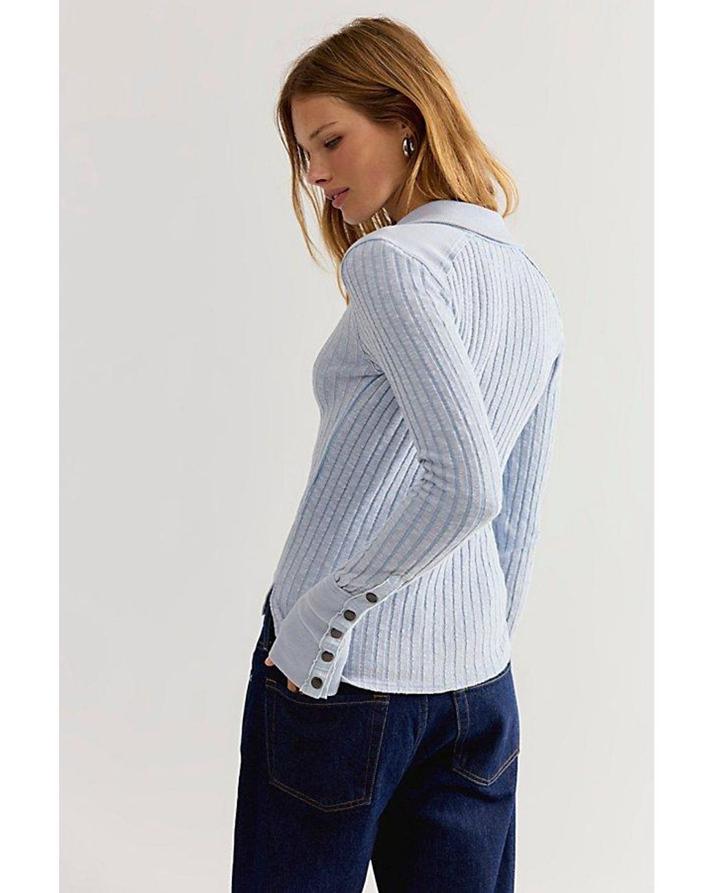 Free People Gray Surplus Cuff Top