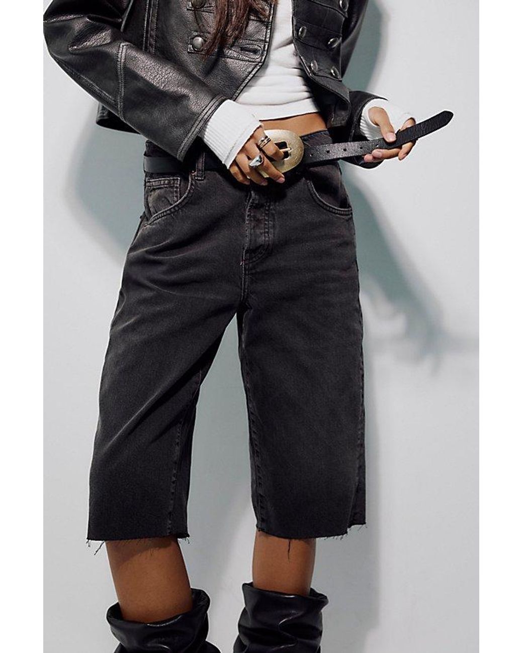 Free People Natural Low-Rise Relaxed Capri Jeans