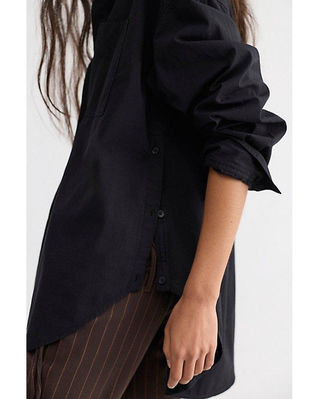 Free People Black We The Free Lexi Poplin Button Down Shirt