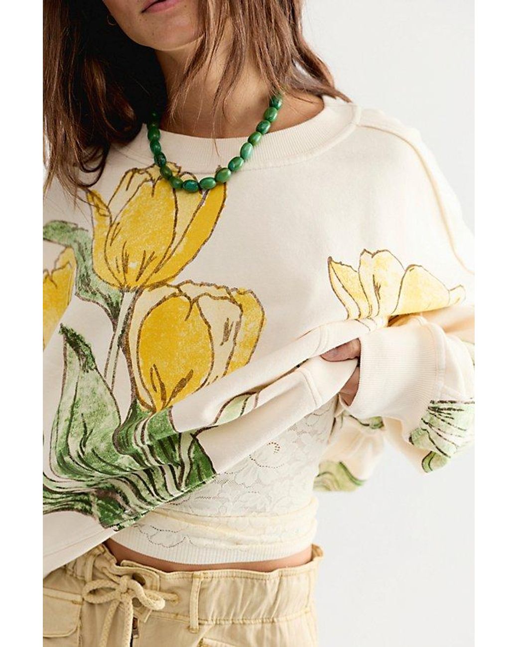 Free People Natural Gaia Sweatshirt