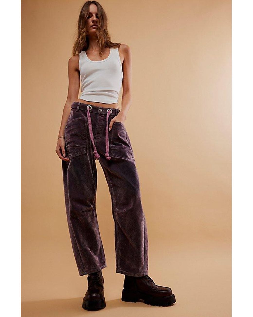 Pantalon Free People Movement Fresh Start Barrel – Violet Clair – Taille S – Neuf Sans étiquette