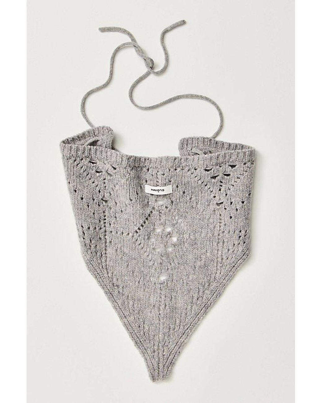 CLÒIMH Gray Pointelle Merino Wool Bandana