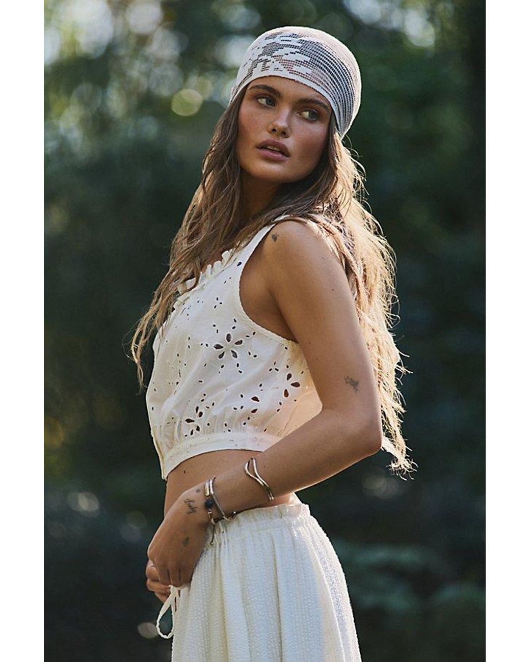 Free People Natural Capri Lace Wrap Sarong Top