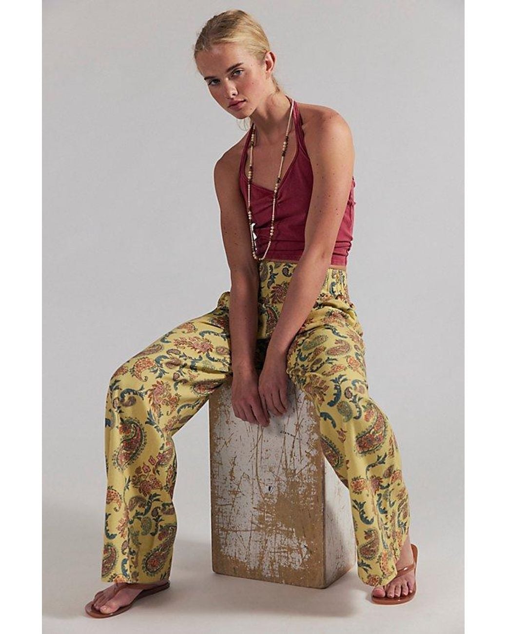 Free People Multicolor Breezy Printed Denim Pull-On Jeans