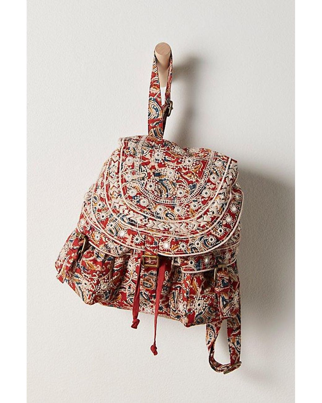 Free People Mia Mirrored backpack red one size boho festival EUC GMP_S23_Maya25_IrisRed_Front34.jpg main image 3