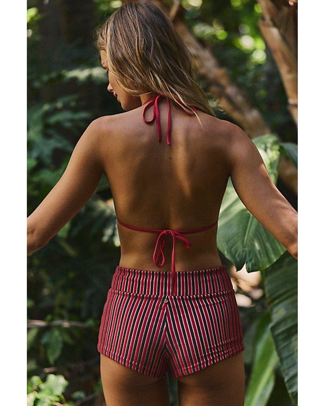 Rhythm Red Terry Tri Bikini Top