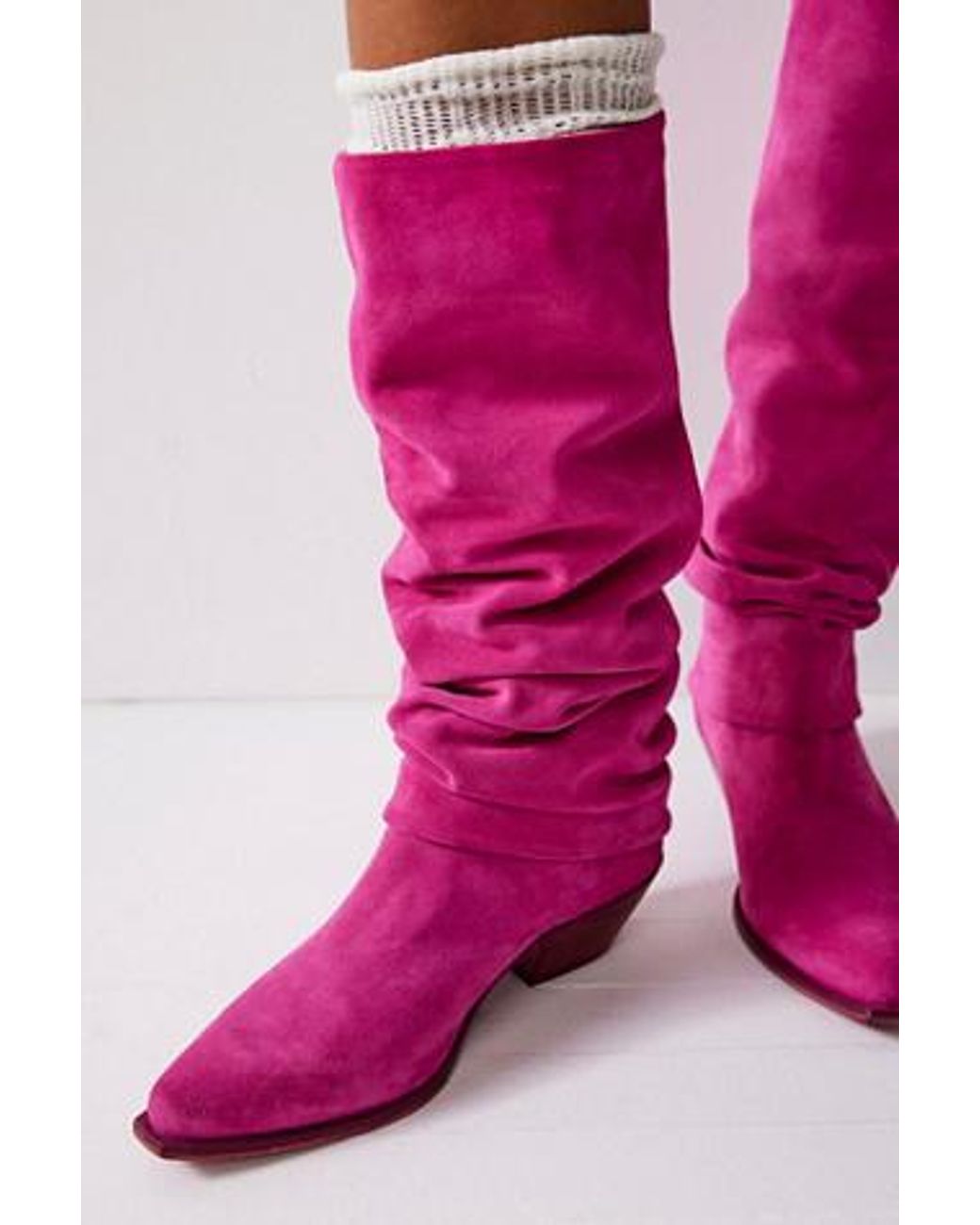 Pink slouch shop boots