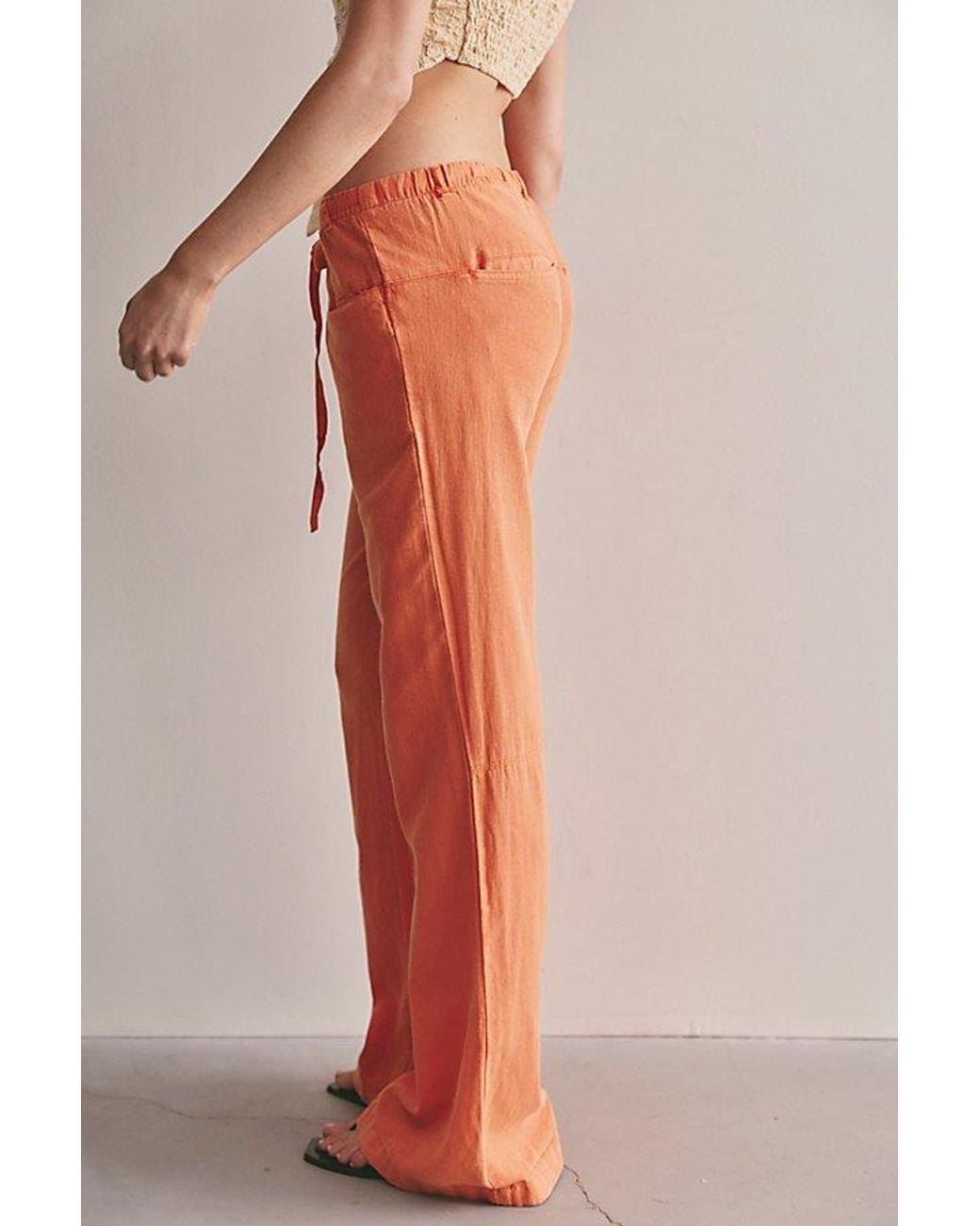 Free People Multicolor Break The Ice Linen Slouch Flare Pants