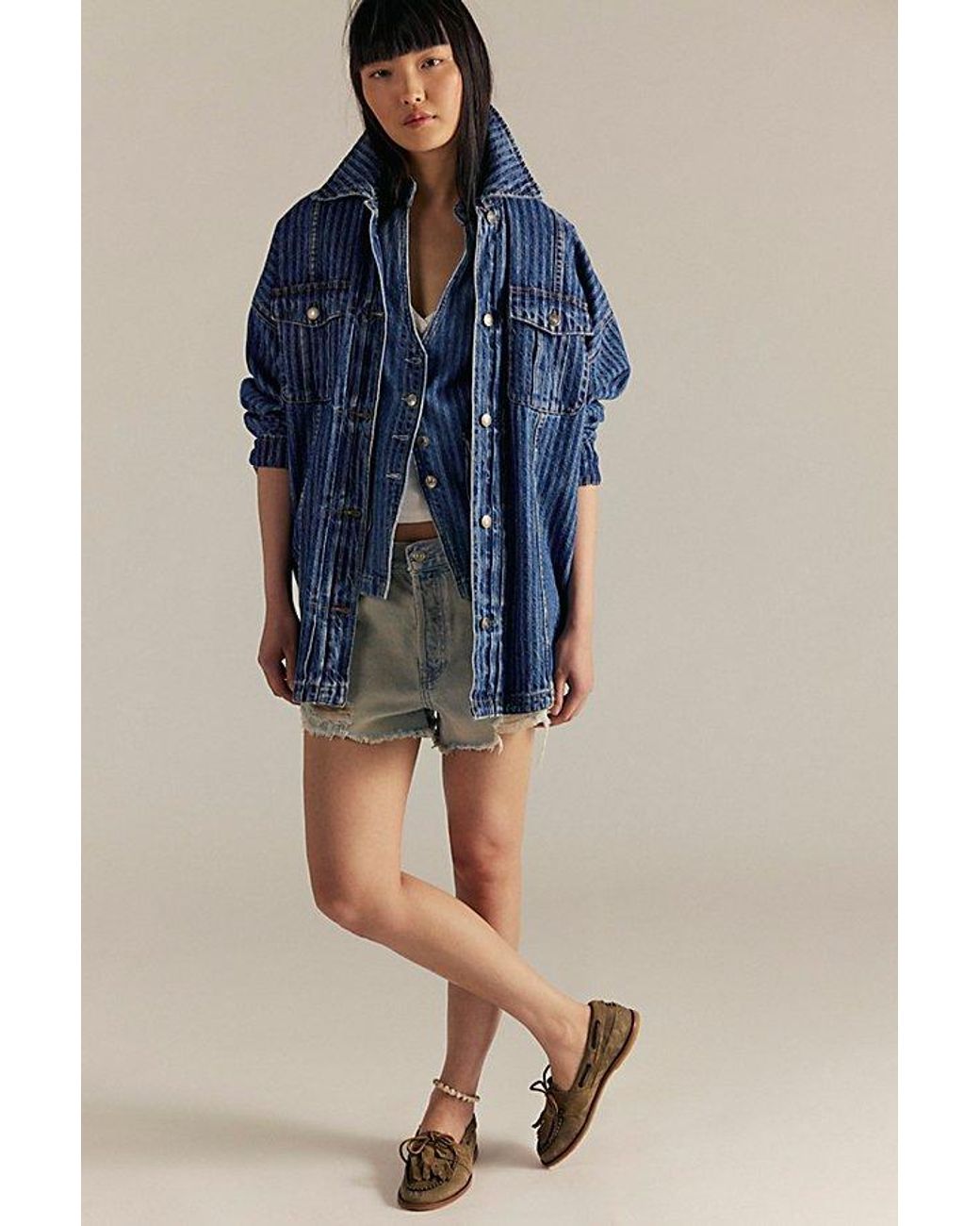Free People Dunes Shirt Jacket in Blue | Lyst